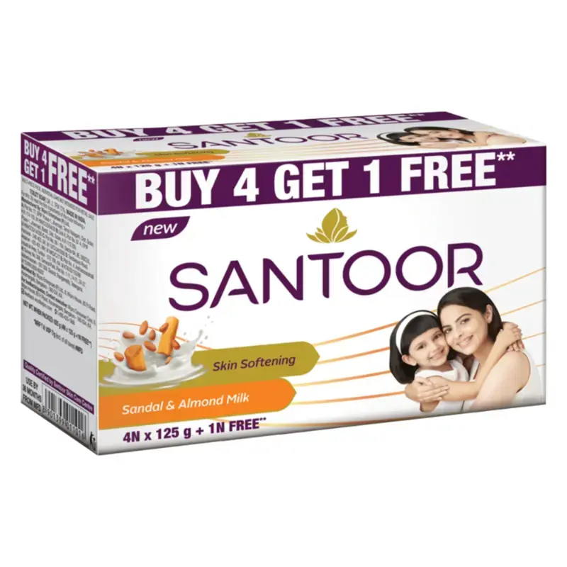 Santoor Sandal and Almond Milk Soap: 4x125 g