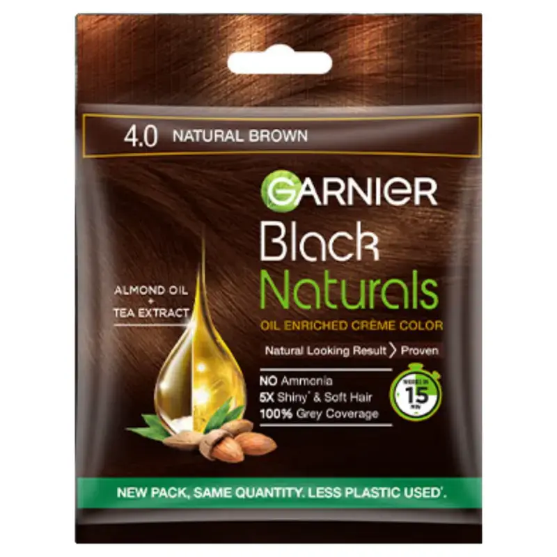 Garnier Black Naturals Natural Brown 4.0 Hair Colour: 20 ml+20 g