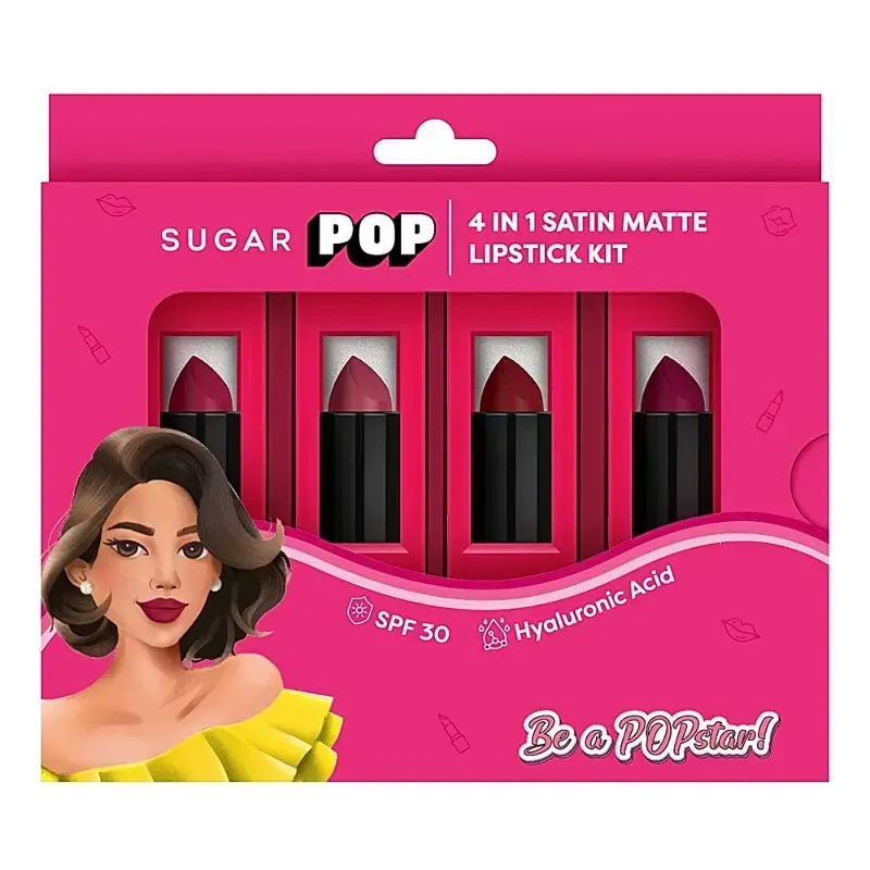 Sugar Pop 4 In 1 Satin Matte Lipstick Kit 02 Nude Charm: 4N X 4.0g