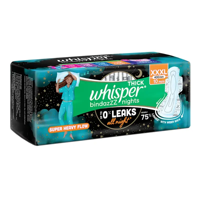 Whisper Thick Bindazzz Nights Sanitary Pads (XXXL): 10 Unit