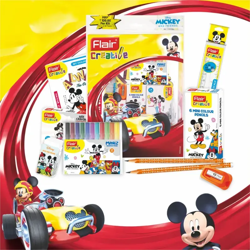 Flair Disney Mickey Stationery Kit - 9 Pieces: 1 Unit