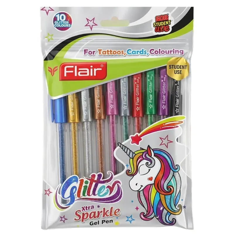 Flair Glitter Xtra Sparkle Gel Pen: 10 Pieces