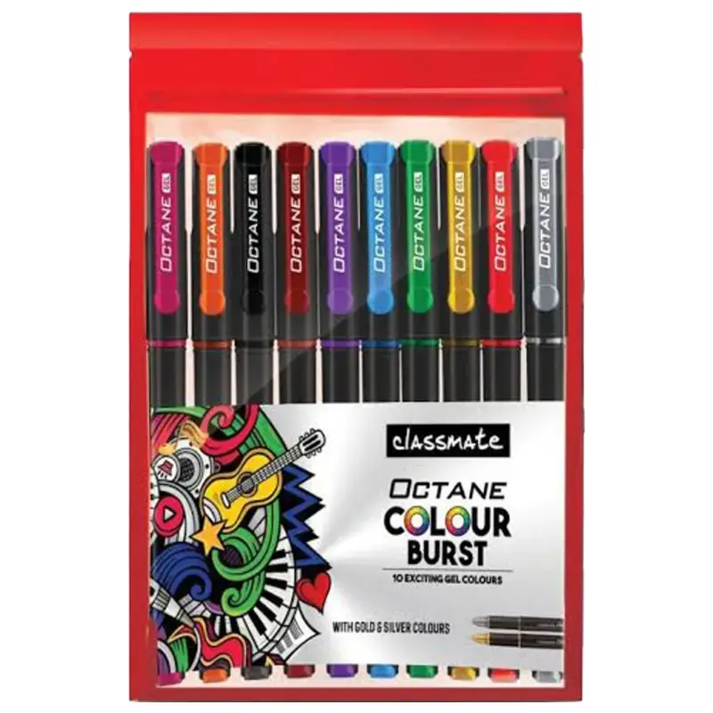 Classmate Multi Colour Burst Gel Pen - 10 Pieces: 1 Unit