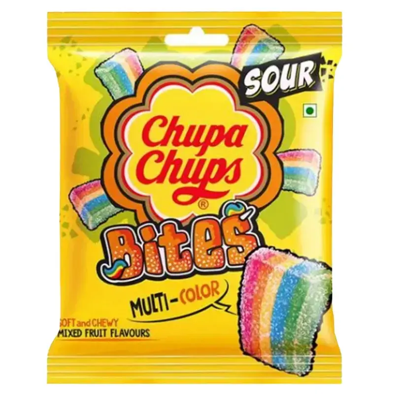 Chupa Chups Sour Bites Mix Fruit Soft Candy: 61.6 g