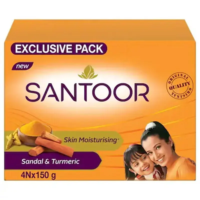Santoor Sandal & Turmeric Soap: 4x150 g by SANTOOR - JuganooBox Online Grocery
