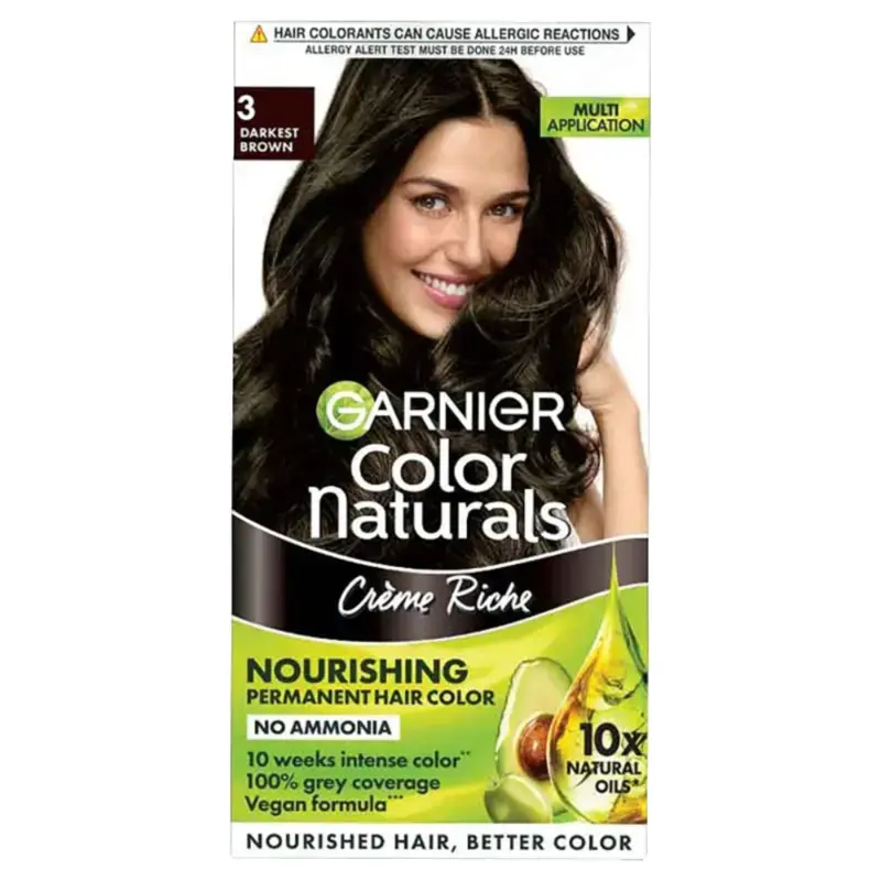 Garnier Colour Naturals 3 Darkest Brown Hair Colour - 60ml+50g: 1 Unit by GARNIER - JuganooBox Online Grocery