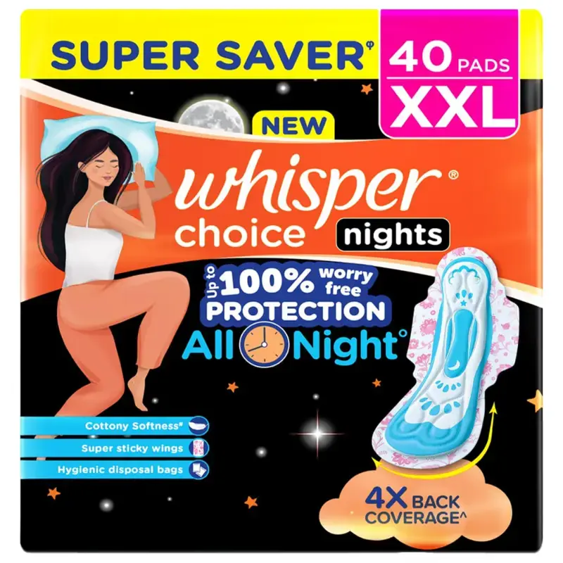 Whisper Choice Night Pads - XXL: 40 U by WHISPER - JuganooBox Online Grocery