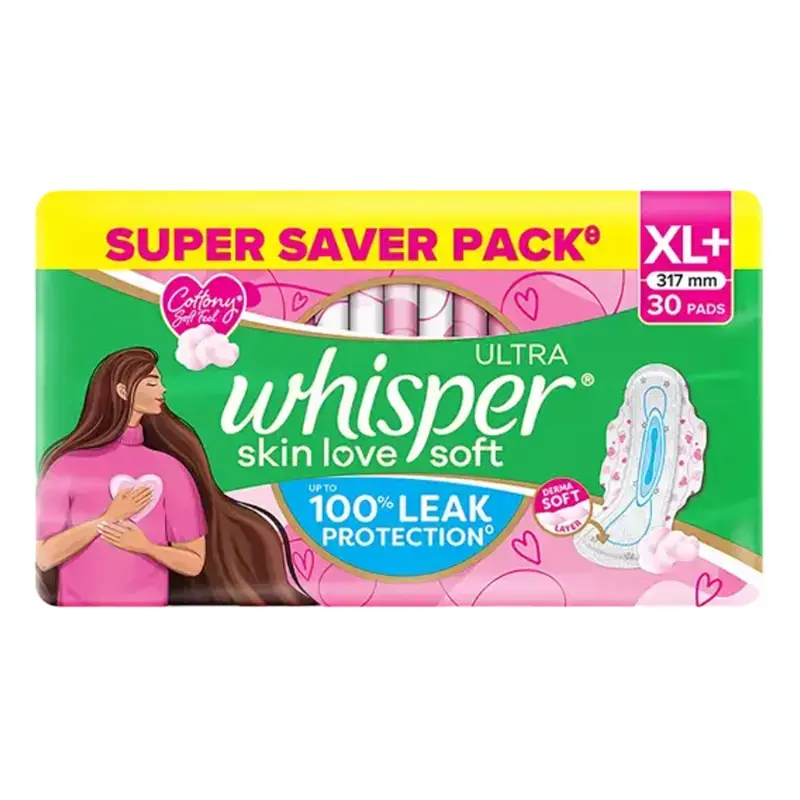 Whisper Ultra Soft XL+ Wings Pads: 30 U by WHISPER - JuganooBox Online Grocery