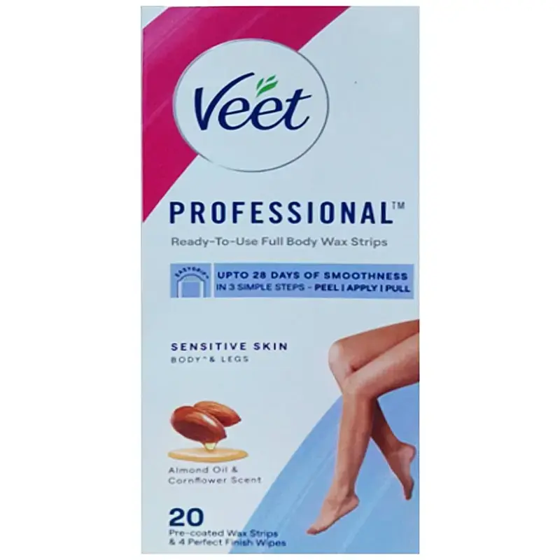 Veet Full Body Waxing Kit - Sensitive Skin: 20 Wax Strips by VEET - JuganooBox Online Grocery