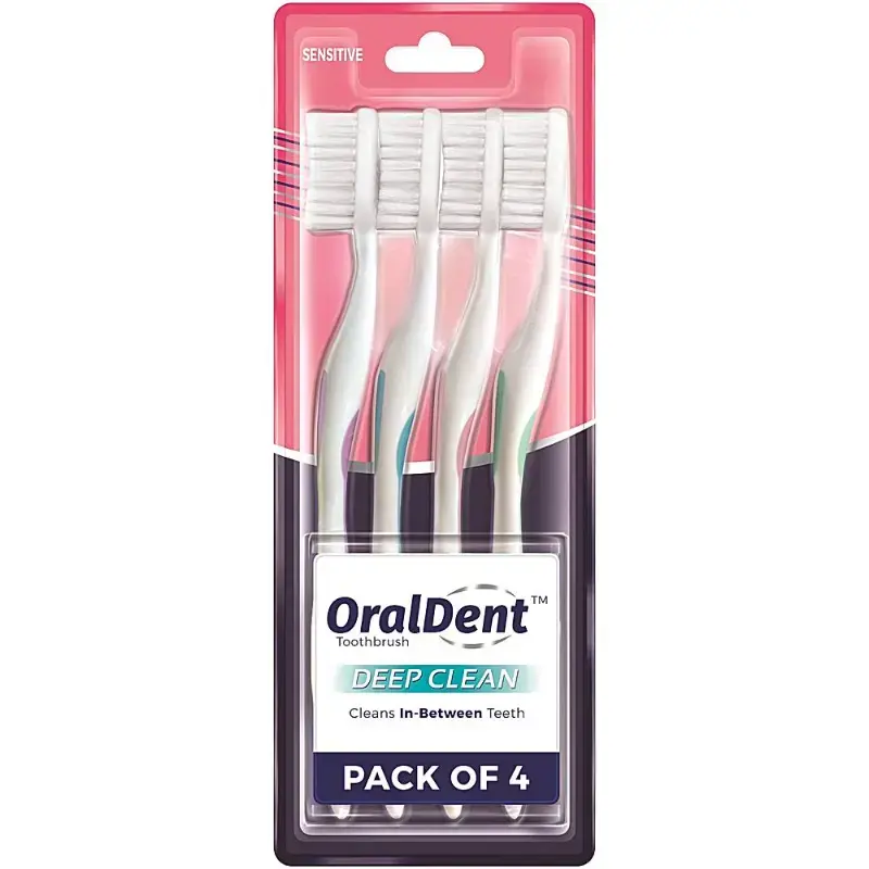 OralDent Deep Clean Sensitive Toothbrush: 4 Units by ORALDENT - JuganooBox Online Grocery