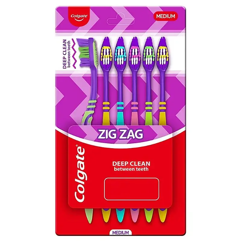 Colgate Zigzag Medium Toothbrush: 6 Units by COLGATE - JuganooBox Online Grocery