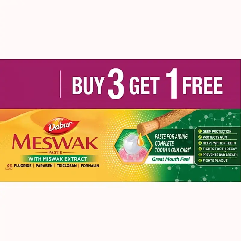 Dabur Meswak Toothpaste: 3 U x 150 g Free : 1 U Toothpaste by DABUR - JuganooBox Online Grocery
