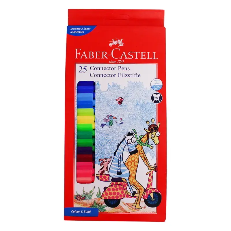 Faber-Castell Connector Pen Set - Pack of 25 (Assorted Colours): 1 Unit by FABER-CASTELL - JuganooBox Online Grocery